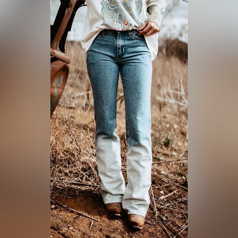 Wrangler Two-Tone Blue Boot Cut Jeans